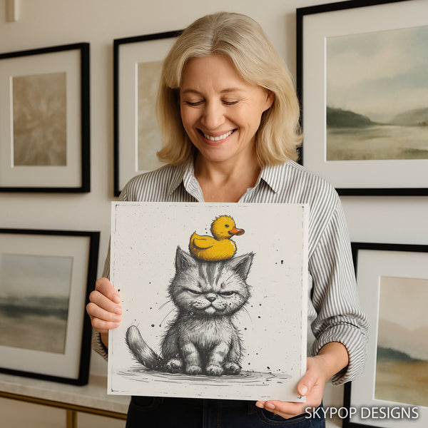 Grumpy Cat with Duck Hat Art - View 3