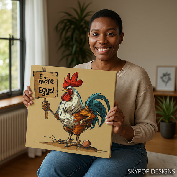 Rooster Says Eat More Eggs Art - View 3
