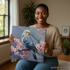Blue Budgie Cherry Blossom Art - View 3