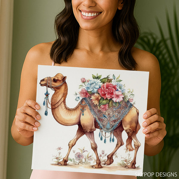 Camel Floral Caravan Art - View 3