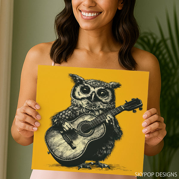 Guitar Playing Owl Art - View 3