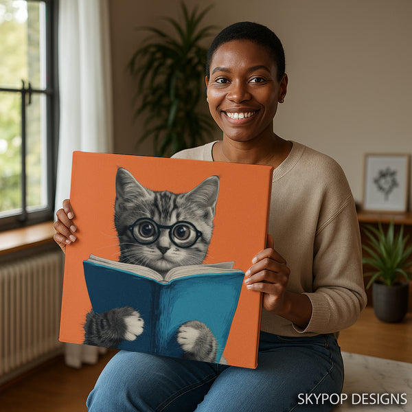 Cat Reading Art - View 3