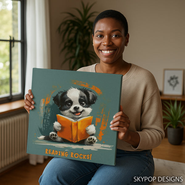Puppy Reading Book Art - View 3
