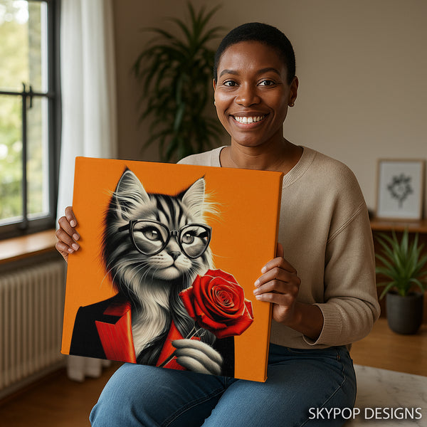 Cat with Rose Art - View 3