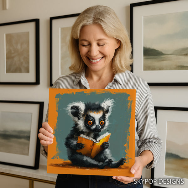 Lemur Reading A Book Art - View 3