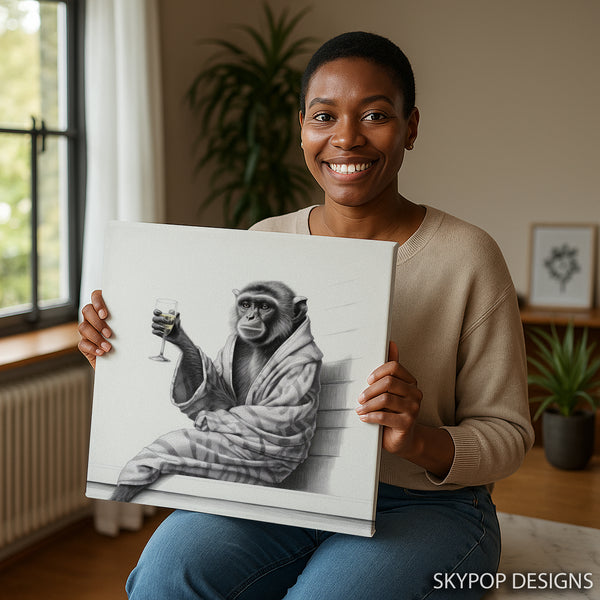 Monkey Champagne Art - View 3