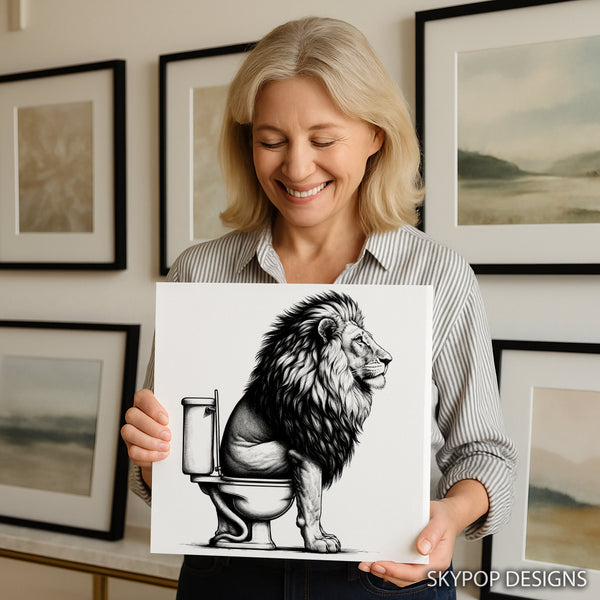 Lion on Toilet Art - View 3