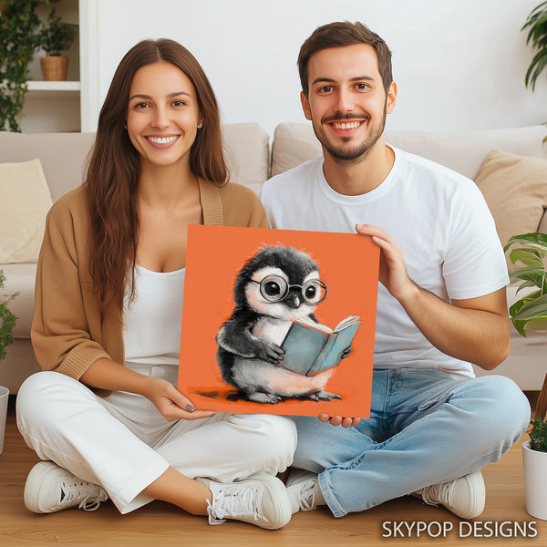 Penguin Reading Book Art - View 3