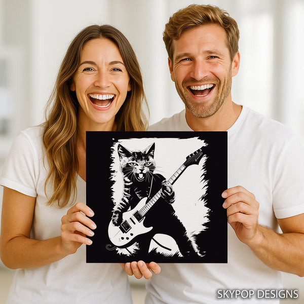 Rock Star Cat Guitar Art - View 3