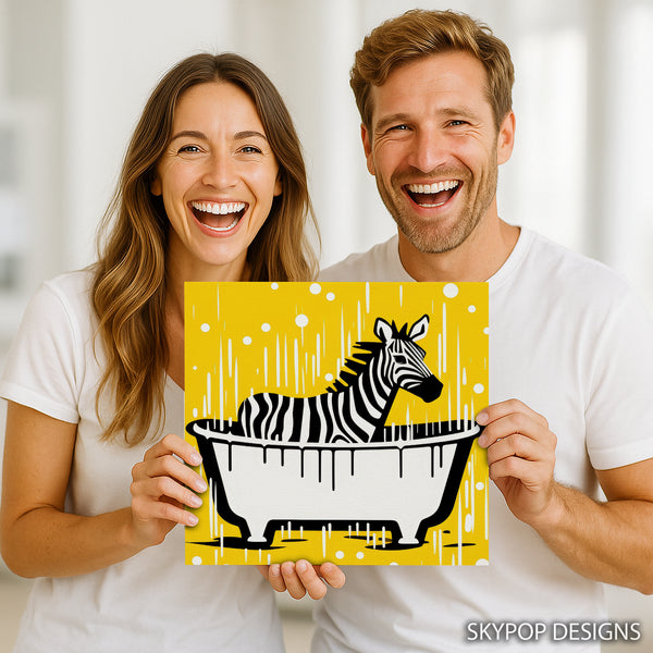 Zebra Bathtime Splash Art - View 3