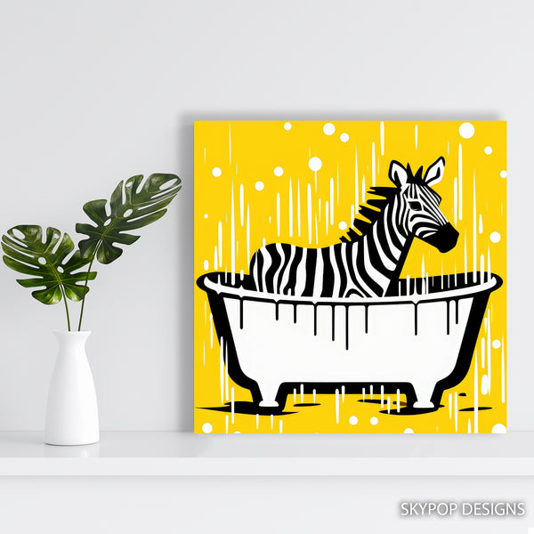 Zebra Bathtime Splash Art - View 5
