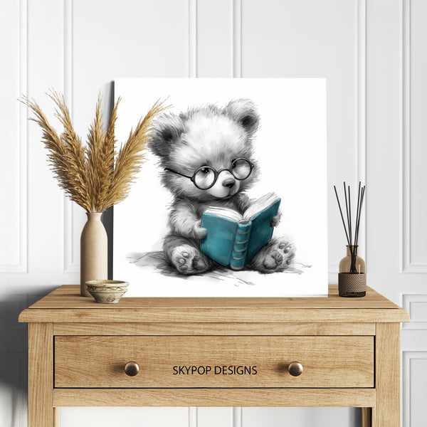 Teddy Bear Reading Book Art - View 5