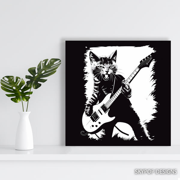 Rock Star Cat Guitar Art - View 5