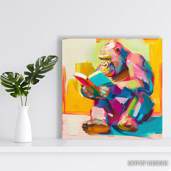 Gorilla Reading Art - View 5
