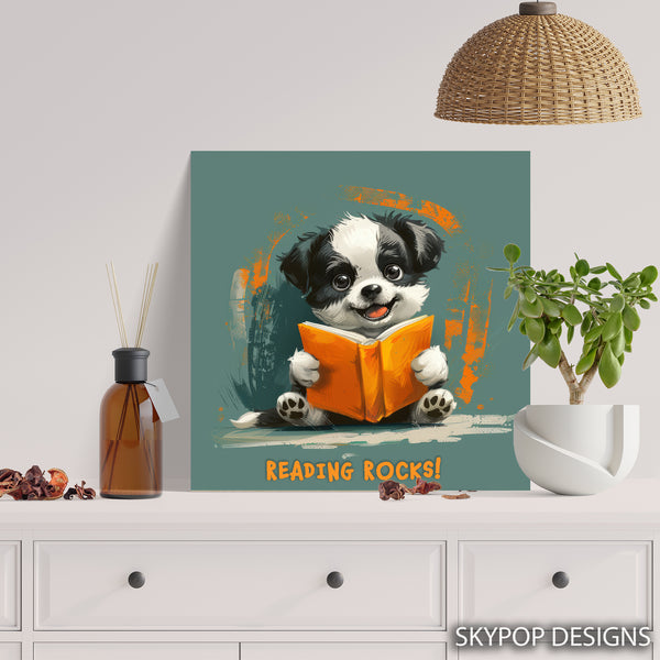 Puppy Reading Book Art - View 5
