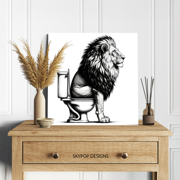 Lion on Toilet Art - View 5