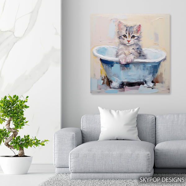 Kitten Bath Time Art - View 5