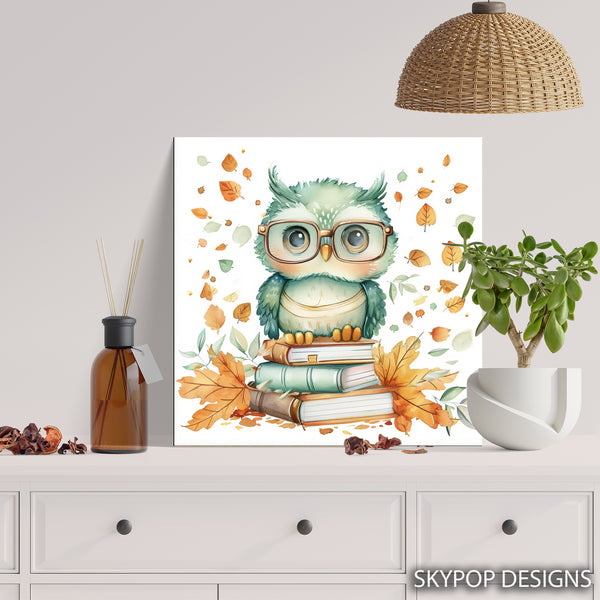 Owl Reading Books Art - View 5