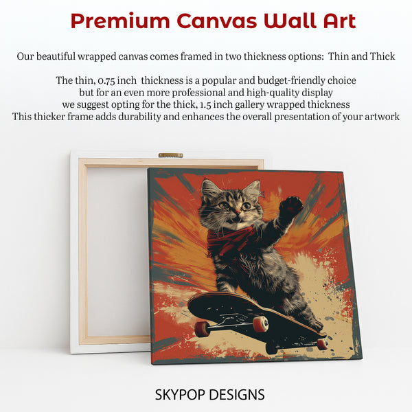 Skateboarding Cat Art - View 6