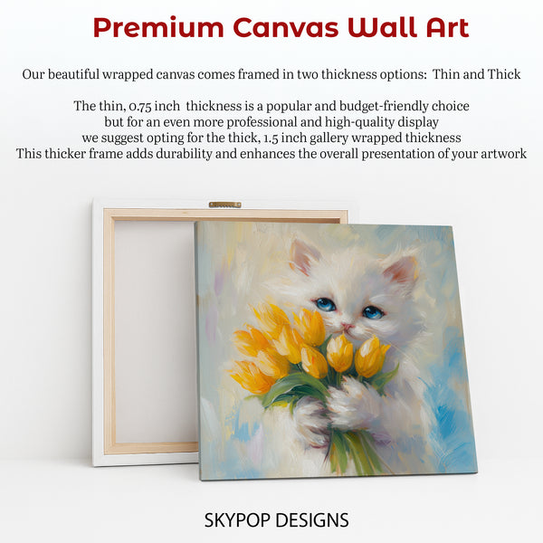 Kitten Yellow Tulips Art - View 6