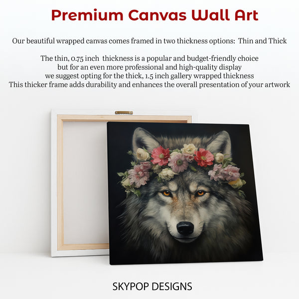 Wolf with Flower Crown Art - View 6