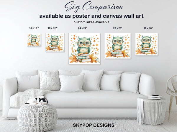 Owl Reading Books Art - View 7