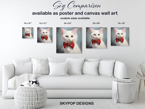 Dapper White Cat Art - View 7