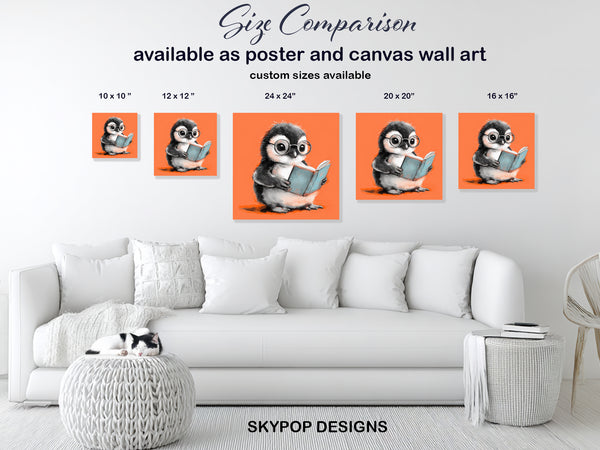 Penguin Reading Book Art - View 7