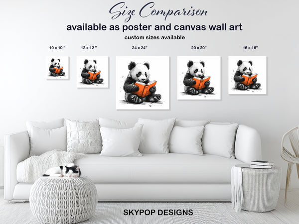Panda Reading Book Art - View 7