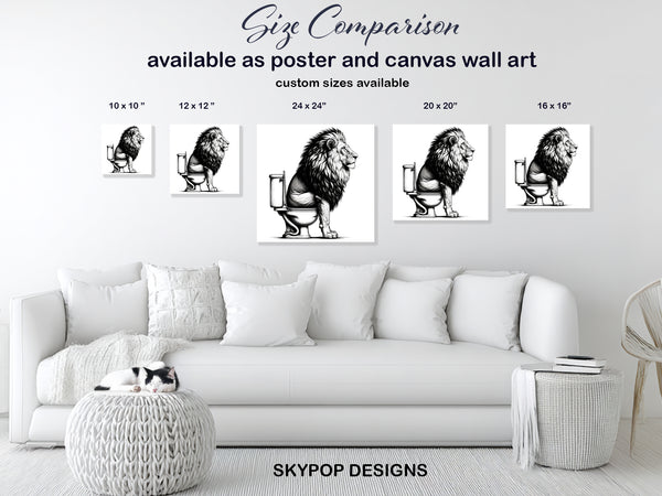 Lion on Toilet Art - View 7