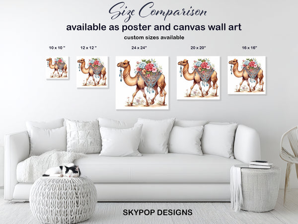 Camel Floral Caravan Art - View 7