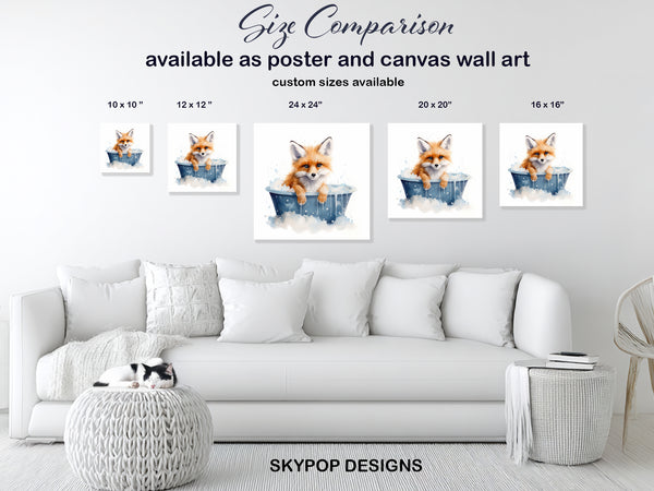 Fox Bath Time Bliss Art - View 7