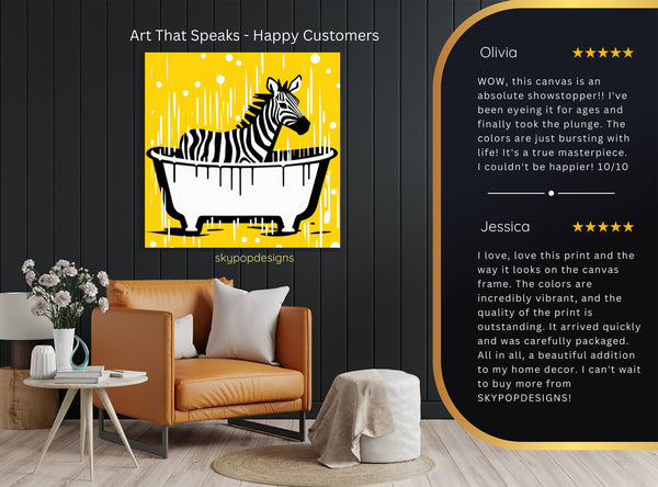 Zebra Bathtime Splash Art - View 8
