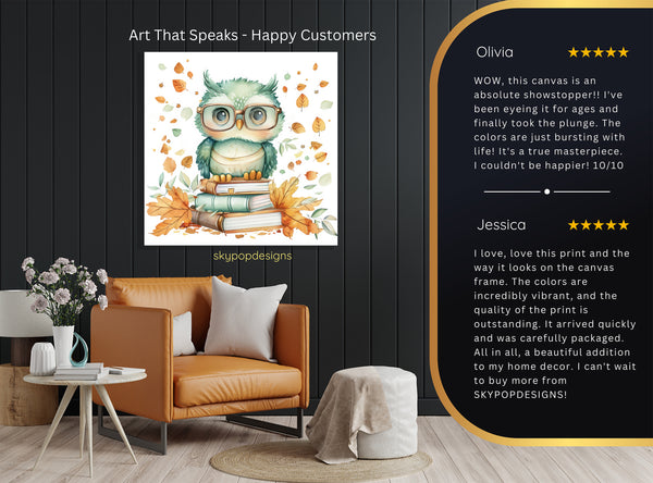Owl Reading Books Art - View 8