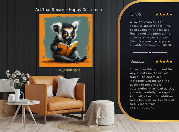Lemur Reading A Book Art - View 8