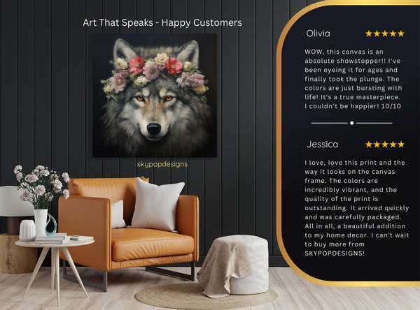 Wolf with Flower Crown Art - View 8