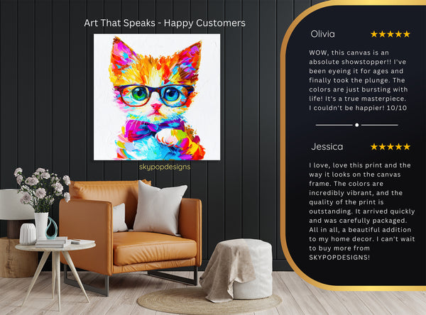 Dapper Cat With Glasses Art - View 8