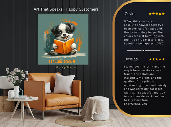 Puppy Reading Book Art - View 8