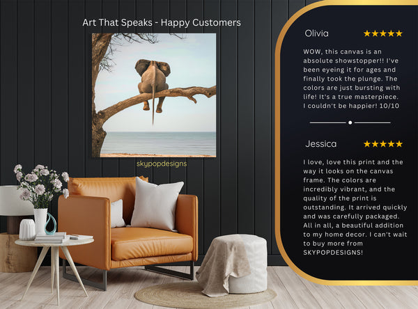 Elephant Tree Beach Scene Art - View 8