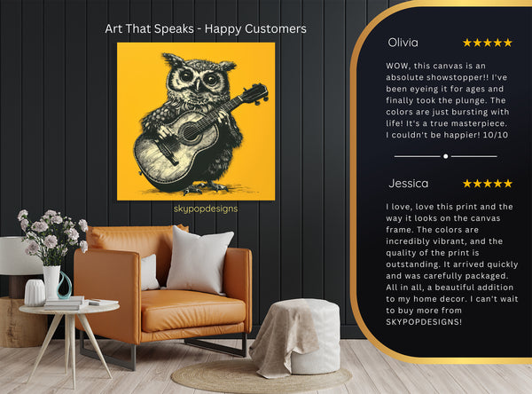Guitar Playing Owl Art - View 8