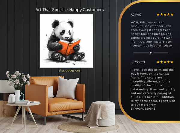 Panda Reading Book Art - View 8