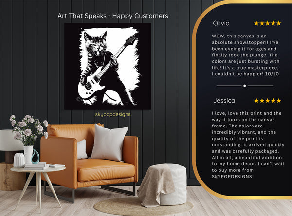 Rock Star Cat Guitar Art - View 8