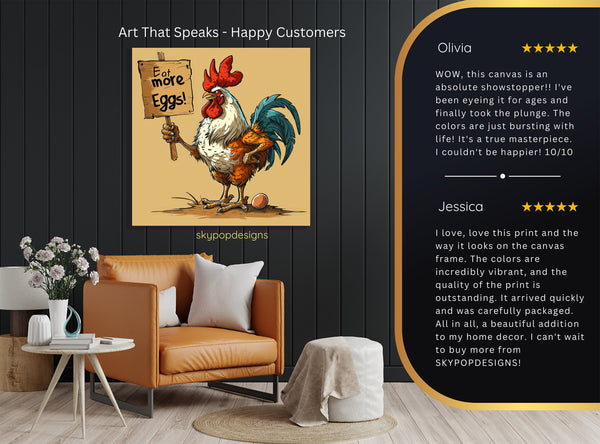 Rooster Says Eat More Eggs Art - View 8