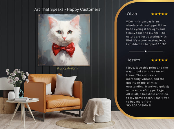 Dapper White Cat Art - View 8