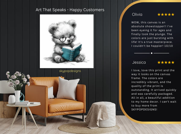 Teddy Bear Reading Book Art - View 8