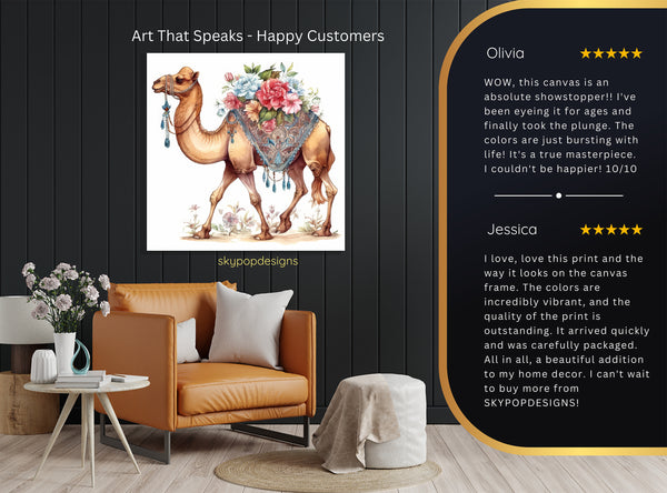 Camel Floral Caravan Art - View 8