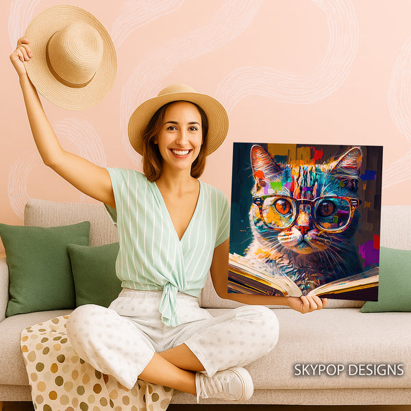 Colorful Cat Reading Art - View 9