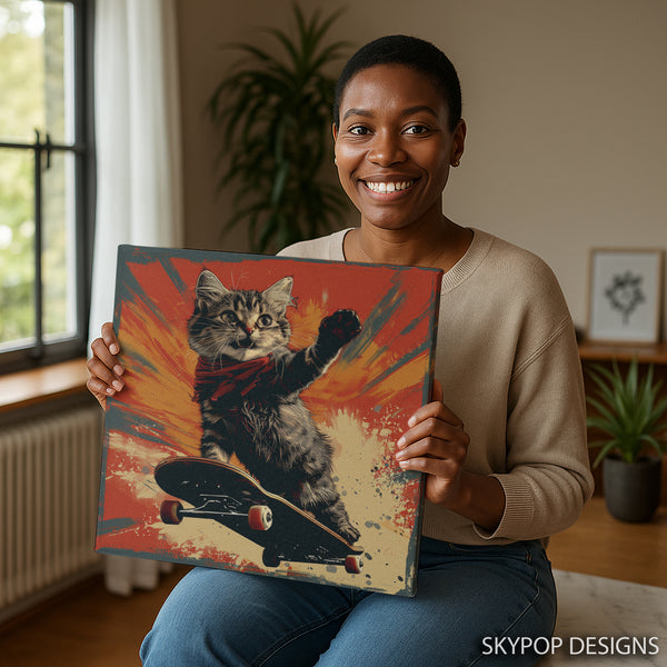 Skateboarding Cat Art - View 9