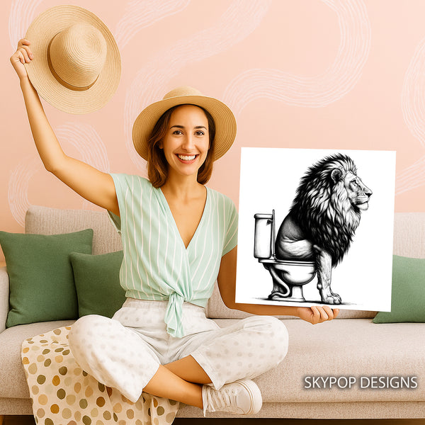 Lion on Toilet Art - View 9
