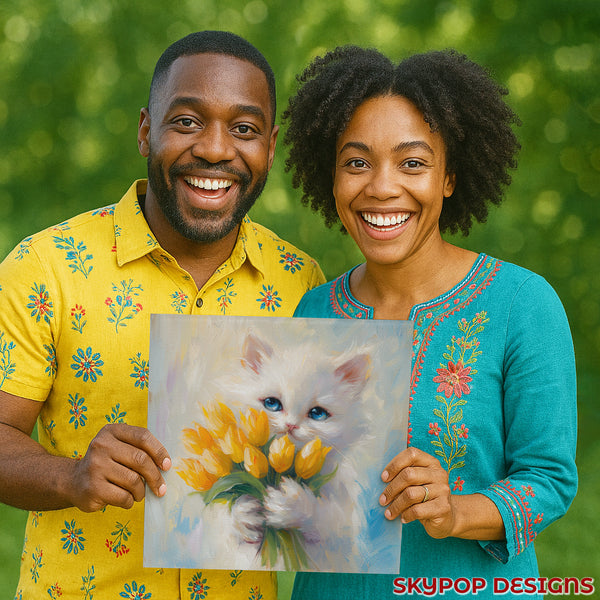 Kitten Yellow Tulips Art - View 9